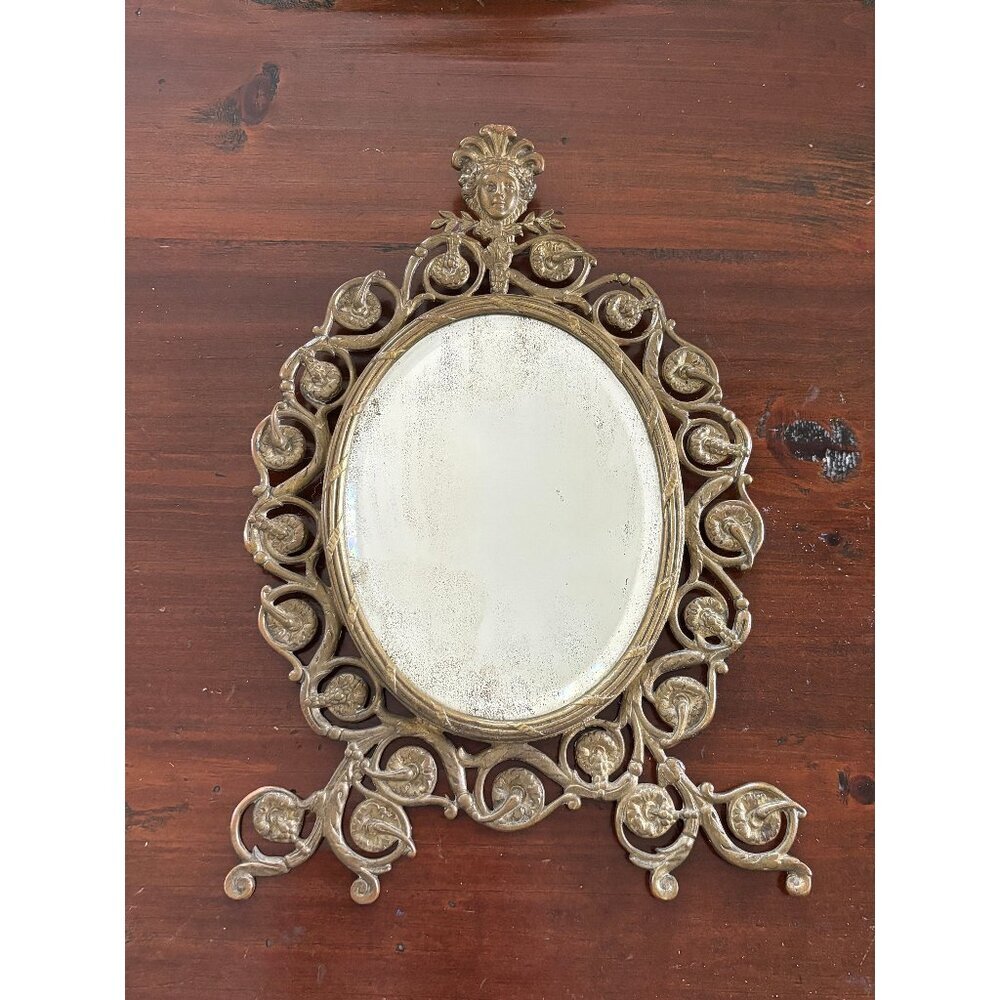 Antique Victorian Gold Wall Picture Frame,‎ Beveled Mirror with Lady